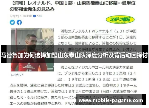 马德鲁加为何选择加盟山东泰山队深度分析及背后动因探讨